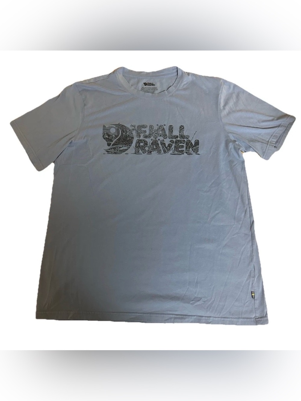 Fjallraven Men's Sz Large Blue Lush Logo Graphic T-shirt Tee Scandi Gorpcore